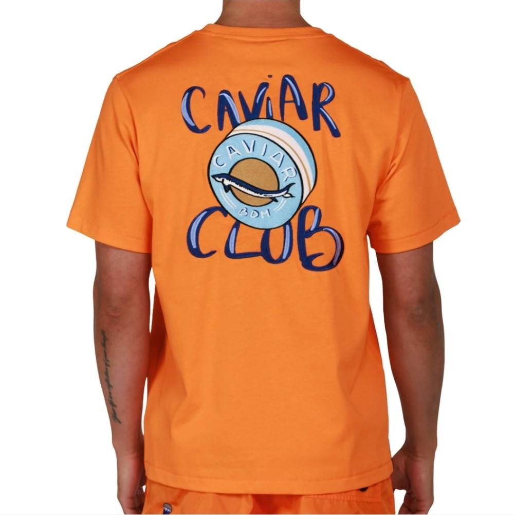 BAIN DE MER CAVIAR CLUB LUXURY RESORT WEAR ORANGE SHORT SLEEVE SHIRT